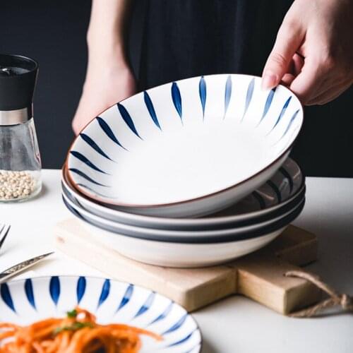 Japanese-Style Ceramic Dinner Plate Creative Home Breakfast Disc Personality Hand-Painted Steak Western Dinner Plate 8 Inch