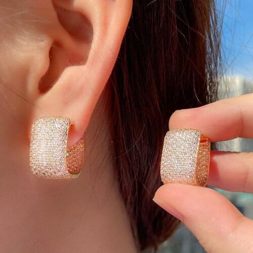 SINZRY hotsale fashion CZ jewelry gorgeous cubic zircon exaggerated hoop earrings for women