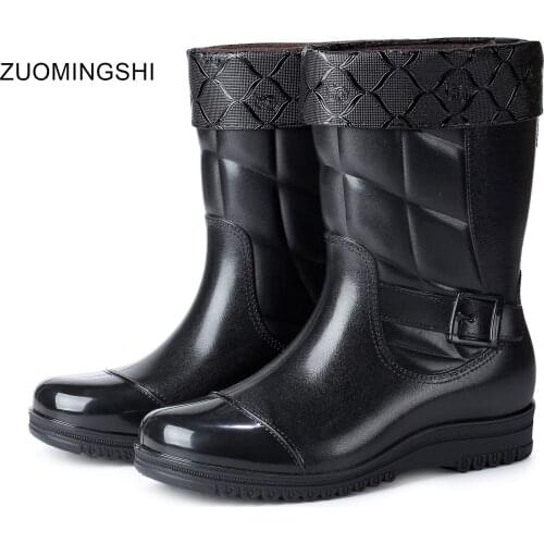 Winter Warm Fishing Boots Men Snow Rain Boots Mid-cylinder Rainboots Rubber Bot Shoe Car Washing Boots