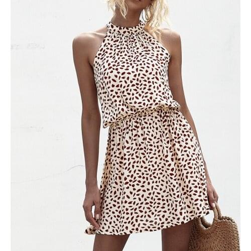 2021 New Style Sleeveless Backless Sexy Dress Female Floral Casual Beach Vacation Mini Skirt