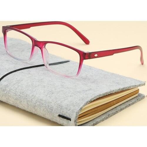 New Classic Fashion Womens Plastic Reading Glasses Retro Square Anti-Blu-Ray Glasses Prescription