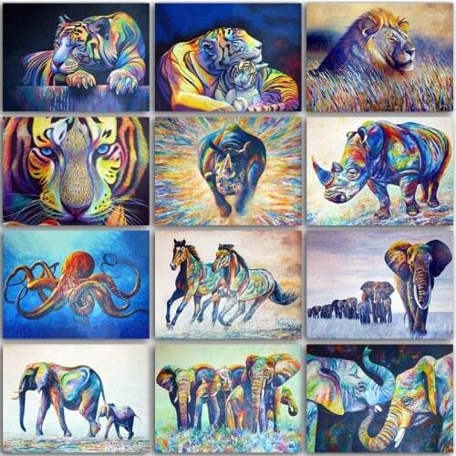 Diamand Diamond Painting Kit Paint Animals Horse Tiger Lion Elephant Rhinoceros Full Square&Round embroidery mosaic Cross stitch