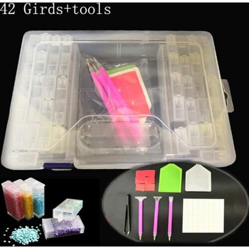 28/42/56/64 Girds 5D DIY Diamond Painting Tools Storage Box Rhinestone Container Box Diamond Painting Accessories Organizer Case