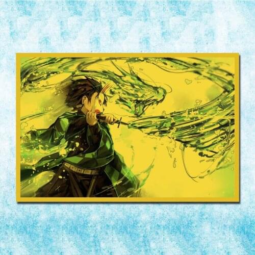 Demon Slayer Anime Tanjirou Zenitsu Nezuko Poster Art Silk Canvas Retro Print For Home Room Decor Decoration-019