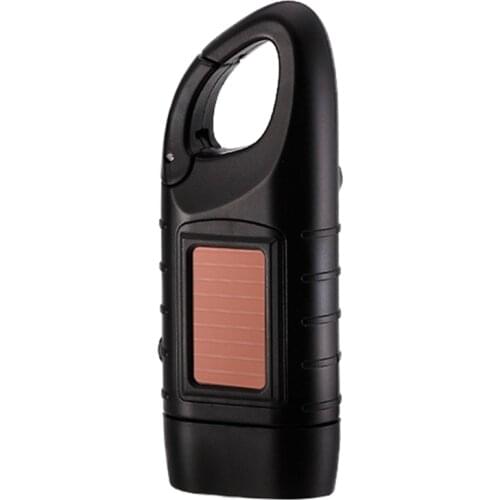 Survival Hand Flashligh Crank Solar Powered Flashlight Emergency Rechargeable Led Flashlight Quick Snap Carbiner Dynamo New