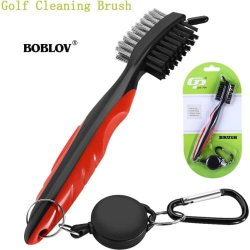 BOBLOV Golf Club Brush Retractable Clip with Spike Cover for Groove Shoes Cleaning Lightweight
