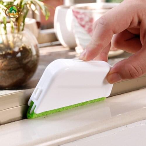 MSJO Window Cleaning Brush Dust Glass Cleaner Hand Gap For Washing Window Groove Dirty Scraper Plastic Sponge Dust Remover Brush