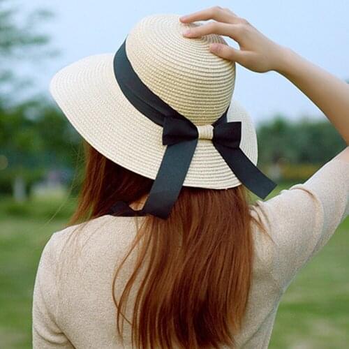 Sunscreen Straw Hat Summer Ladies Streamer Bowknot Fisherman Hat Beach Vacation Sunhat Fashion All-Match LXH
