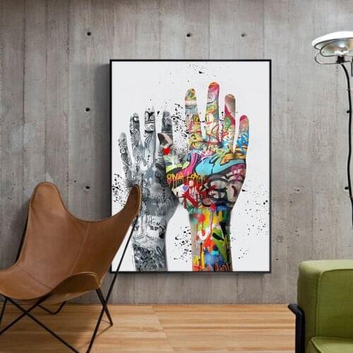 Modern Hand Graffiti Art Wall Art Canvas Painting Posters and Prints Nordoc Picture For Living Room Home Decor Frameless