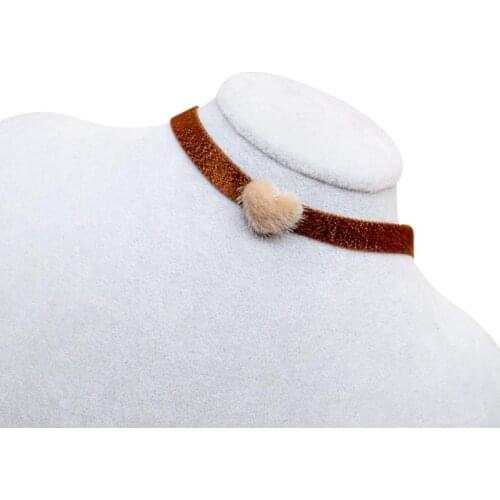 Women Cute Pom Pom Velvet Goth Choker Adjustable Creative Ribbon Choker Necklace Heart Necklace Fashion Jewelry