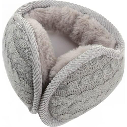 AZUE Winter Earmuffs Warm Wool Knitted Ear Warmer Foldable Faux Cashmere Ear Muff Ear Cover Back Wear Earflap for Men Women