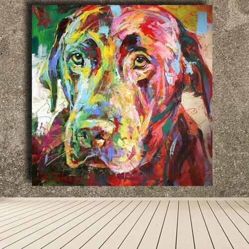 1 Pieces High Quality Picture Black Labrador Oil Painting Acrylic On Canvas Art Prints For Living Room Home Decor Framed Posters
