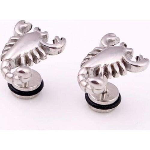 2 pieces Punk Rock Scorpion Stainless Steel Stud Earring Men Wing stud earrings Animal Ear Studs Body Piercing Jewelry
