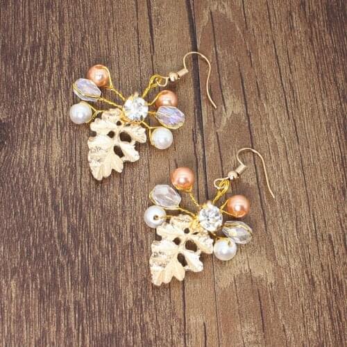 2021 FirstStar Wholesale Jewelry Luxury Fashion Water Drop Crystal Pink Earrings Gold Dangle earrings For Women Wedding Party