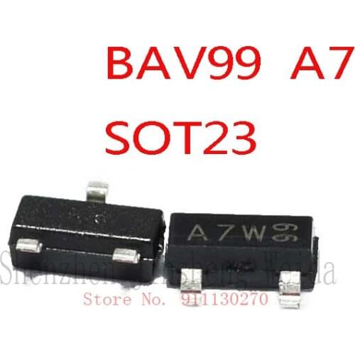 50PCS BAV99 A7 A7W SOT-23 0.2A/70V SOT23 SOT SMD new and original IC Chipset