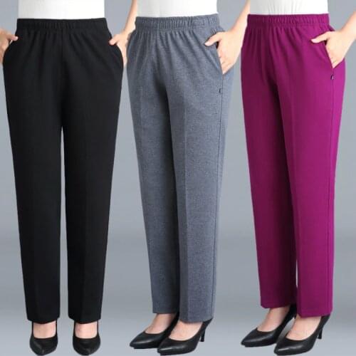 Middle-aged Women Trousers Casual Loose Elastic Waist Mother Pants Large Size Warm Female Spring Autumn Pants Pantalon Femme