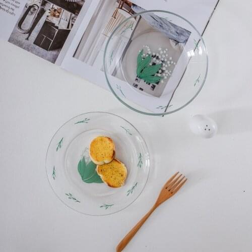 Cutelife Bell Orchid Tempered Glass Plate Retro Vintage Simple Salad Dish Dessert Plate Stand For Cake Snack Tray Wedding Plates