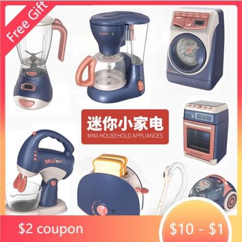Childrens pretend toys simulate electric lights and sound effects. Household appliances vacuum cleaners ovens coffee machines