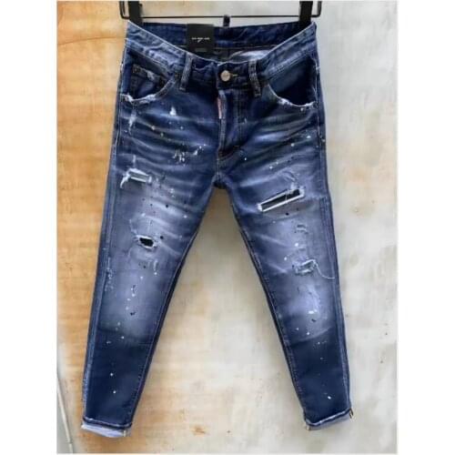 Jeans Pants Design Cool Top Jeans Men Slim Jeans Denim Trousers Blue Hole Pants Jeans For Men 9130