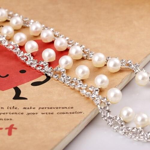 HOT SALE ! Pearl rhinestones claw chain apply to Clothing Decoration and DIY Wedding dress jewelry headpieces accessories (3mm)