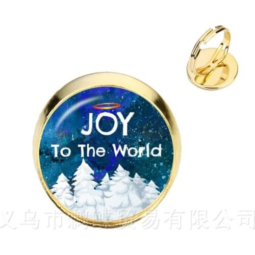 Santa Claus 16mm Glass Dome Rings Girls Jewelry Merry Christmas Adjustable Silver/Golden Plated Rings Accessories Xmas Gi