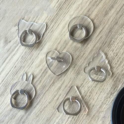 Transparent cute Mobile Phone Finger Ring Holder Rings Cartoon Cat Heart Phone Holder Ring Stand for iphone XS MAX 8