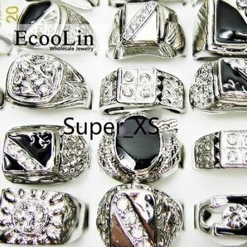 10pcs wholesale jewelry ring mixed lots fashion cool men enamel silver plated rings LB009 free shipping