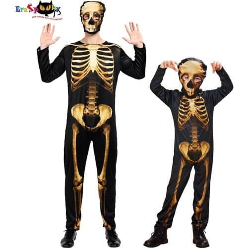 Horror 3D Print Skull Jumpsuit Halloween costume for Kids Adult Skeleton Bodysuit Day of the Dead Cosplay Family Matching Outfit