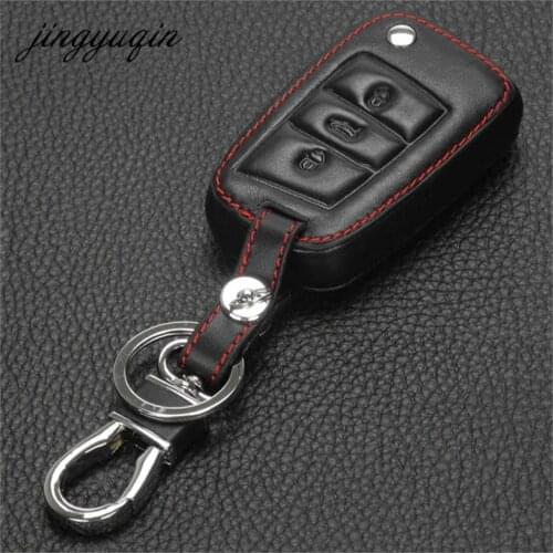 Jingyuqin Leather Key fob Protect Cover Case for VW Polo 2016 golf 7 MK7 Skoda Octavia Combi A7 for SEAT Leon Ibiza CUPTRA