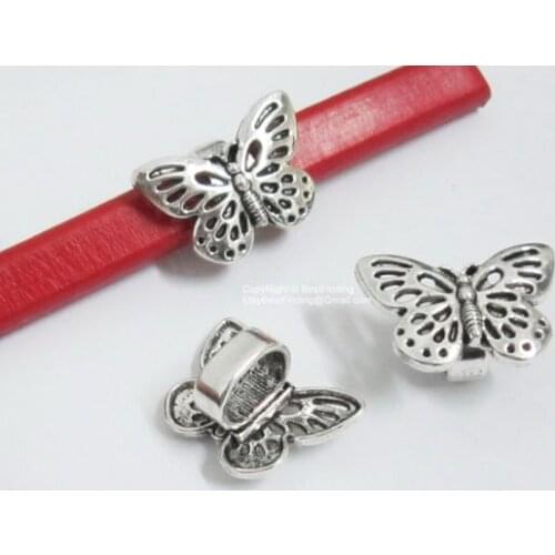 Licorice Engraving Butterfly slider 10x6mm Licorice leather findings -LF67