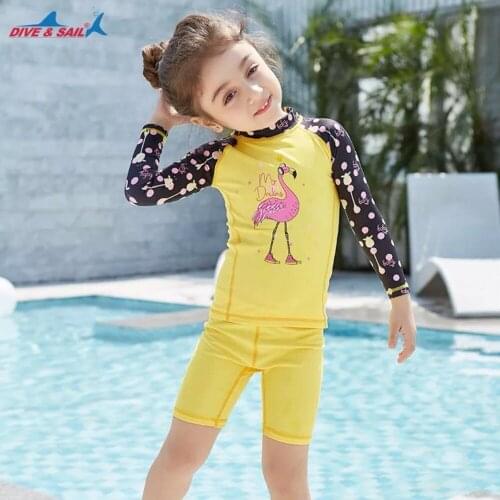 Summer Swimsuit 2018 girls Boys Rash Guards Long Sleeve Two-piece Swimwear Set Cute Kids Bathing Suits Baby Boy Swimming Wear