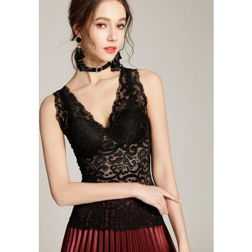 Lace Tank Top 2018 Women Sexy V Neck Sleeveless Basic Tops Blusas Casual Women Lace Top White Black Tank Tops Women Summer