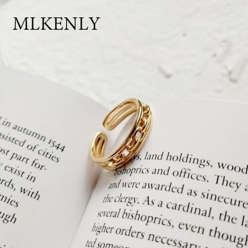 Golden Open Ring band retro weaver braid cross link chain ring bands jewelry finger ring gold color punk ring