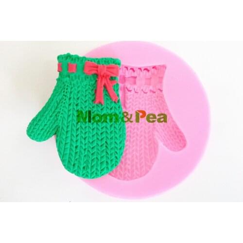 Mom&Pea 0401 Free Shipping Knitted Glove Silicone Soap Mold Cake Decoration Fondant Cake 3D Mold Food Grade Silicone Mould