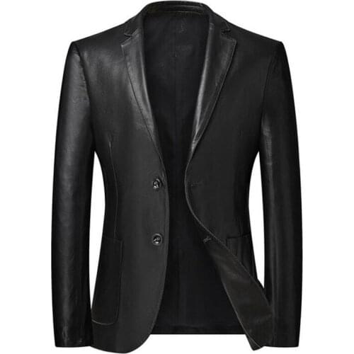 Oversized 8XL Leather Coat Spring Business Casual PU Leather Jacket Suit Collar Black Mens Plus Size Top