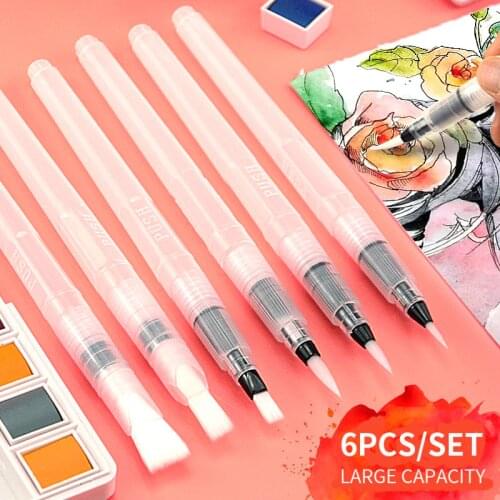 Superior 6Pcs/set Water Brush Large Capacity Barrel Water Color Paint Brush Set Soft Painting Brush For Painting Art Supplies