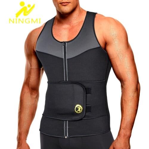 NINGMI Sports Vet Mens Slimming Belt Fitness Waist Trainer Tights Weight Loss Neoprene Sauna Body Shaper Tank Top