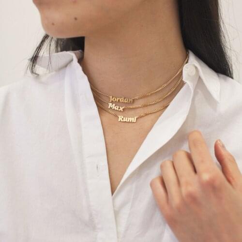 Custom Name Necklaces Stainless Steel Jewelry Personalized Letter Choker with 3mm Cuban Chain for Women Girls Mothers Day