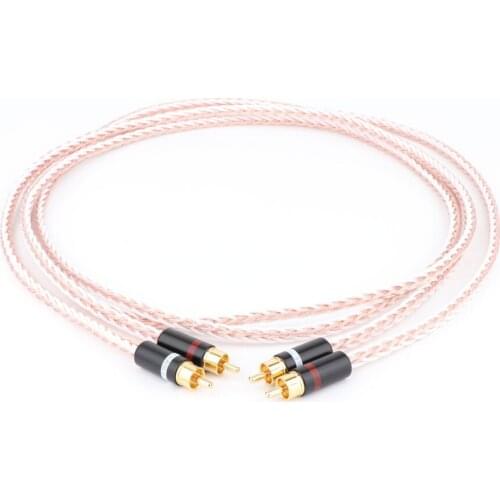 Pair RCA to RCA Cable Hi-End HIFI OFC Pure Copper Silver Mixed Audio Wire Cord Analogue RCA Cable