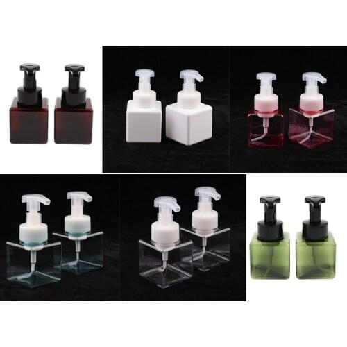 Perfeclan 12pcs 250ml Plastic Square Foaming Soap Dispenser Shampoo Body Wash Foam Pump Bottle Storage Vials
