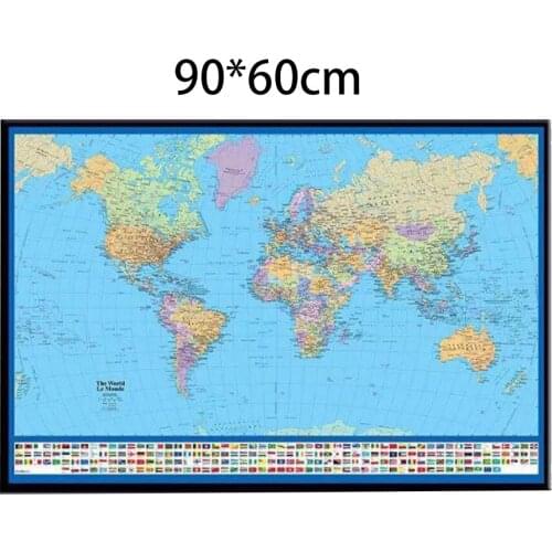 World Map Poster Wall Decor Picture Material Cloth English Poster Study Utensil Study Living Room Wall Hanging Picture Frameless