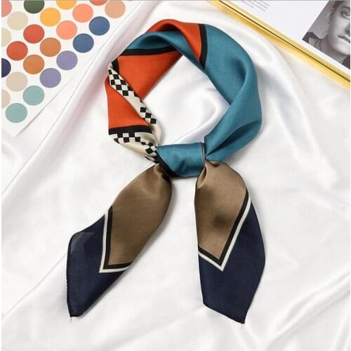 70*70cm Patchwork Mosaic Print Abstract Square Scarf Women Bandana Hairband Lady Head Wraps Female Shawl Fashion Neckerchief