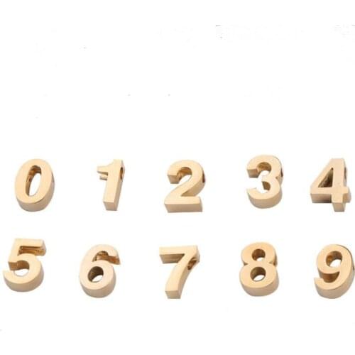 Jiensp Stainless Steel 0 1 2 3 4 5 6 7 8 9 Arabic Number Charm Pendant Number 0~9 Charms for Making Bracelets Necklace