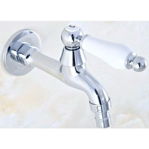 Polished Chrome Brass Single Ceramic Handle Washing Machine Faucet /Garden Water Tap / Laundry Sink Cold Water Taps Lav162