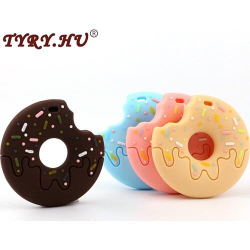 TYRY.HU 10Pcs Donuts Silicone Teethers Baby Teether BPA Free Baby Teething Toys Food Grade Silicone Chewed DIY Necklace Pendant