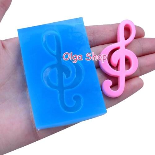 PYL618 57.2mm X 27.4mm Treble Clef Note Silicone Mold Fondant Cake Decoration Candy Resin Clay Earrings Necklace Craft Soap