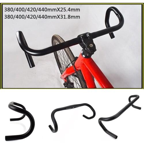 Road Bike Handlebars Aluminium Alloy 25.4 /31.8 Mm Horn Bicycle Handlebar For 380/400/420/440mm Cycling Handlebar Accessories