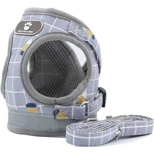 Nylon Mesh Kitten Puppy Reflective Dogs Harness And Leash Set Dogs Vest Harness Leads Pet Clothes For Small Dogs