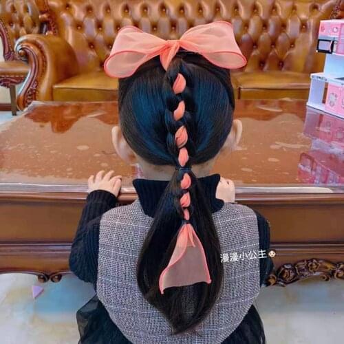 Cute Ribbon Lace Bow Hair Clips Kids Girls Sweet Ponytail Hairdressing Barrettes Hairpins Slightly Shimmering Hair Accessories