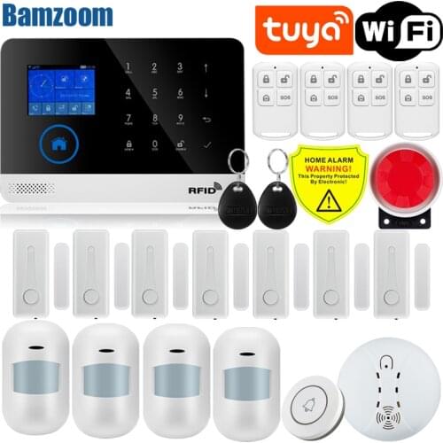 Home Alarm System Wifi GSM Alarm Intercom Remote Control Autodial 433MHz Detectors IOS Android Tuya APP Control Touch Keyboard